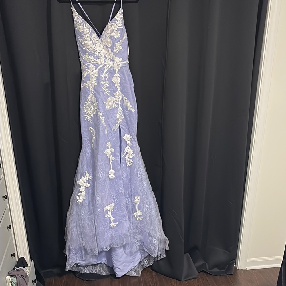Lulu's Purple Sleeveless Spaghetti Strap Prom Gown